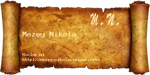 Mezey Nikola névjegykártya